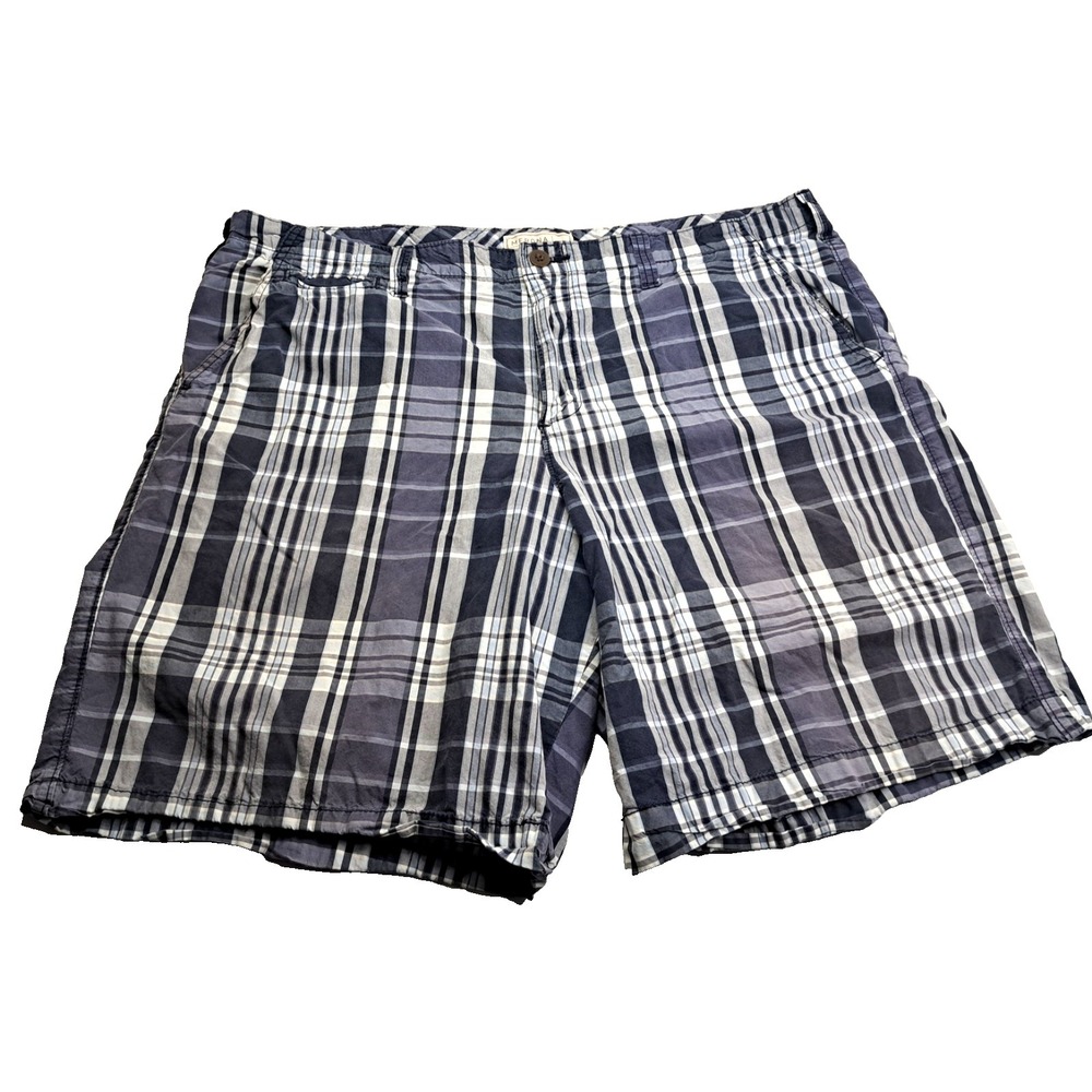 Merona Plaid Chino Shorts Mens 40 Preppy Vacation Casual 100% Cotton Blue